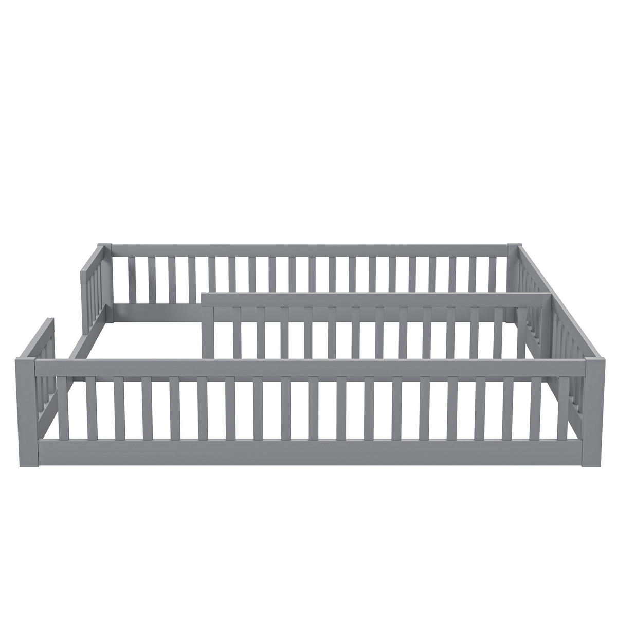 KINDERBETT 90x200 cm Gitter grau - Grau, Holz (90/200cm) - LEBENLANG