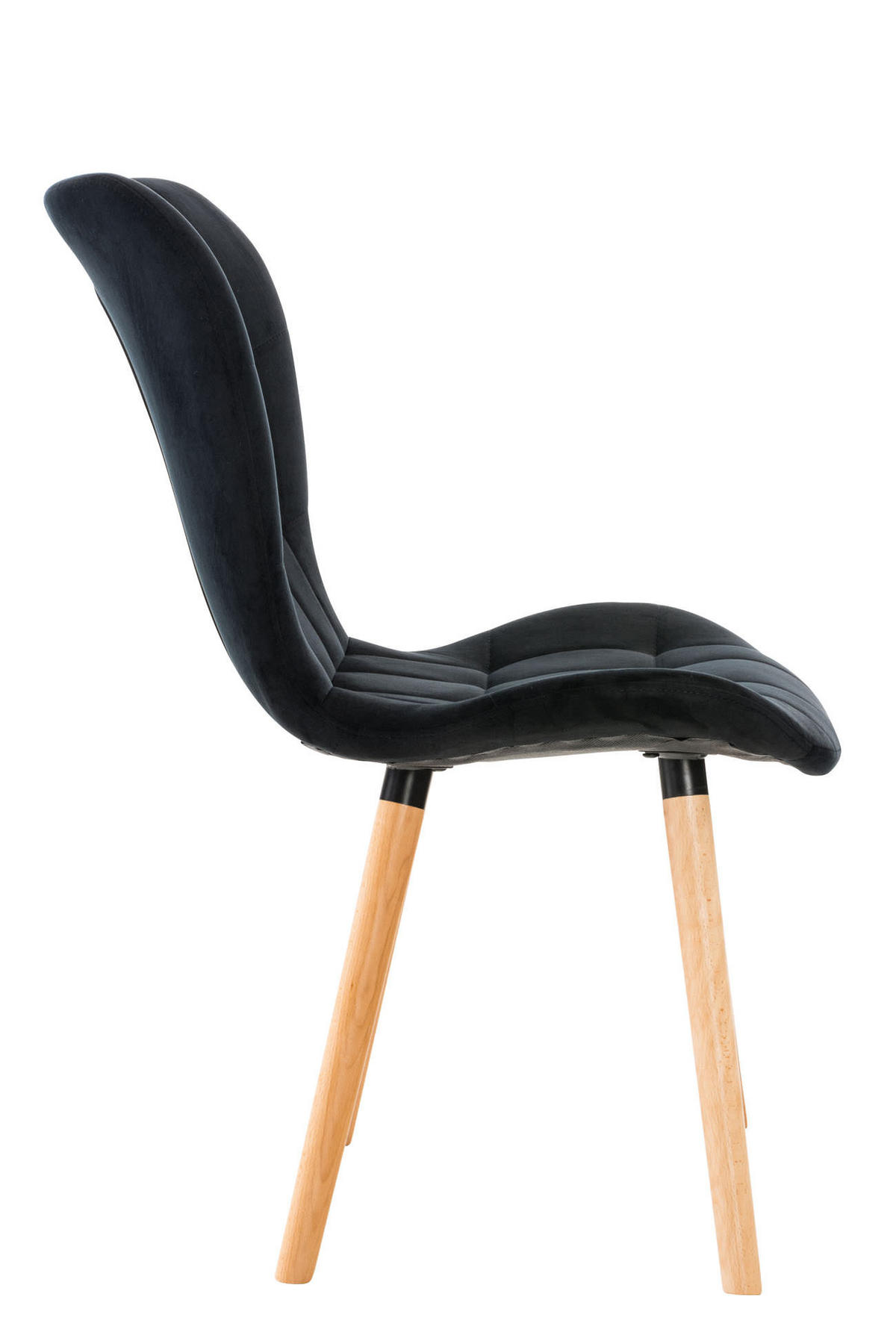 STUHL Samt schwarz - Eukalyptusholzfarben/Schwarz, Holz/Textil (50/88/63cm) - CLP