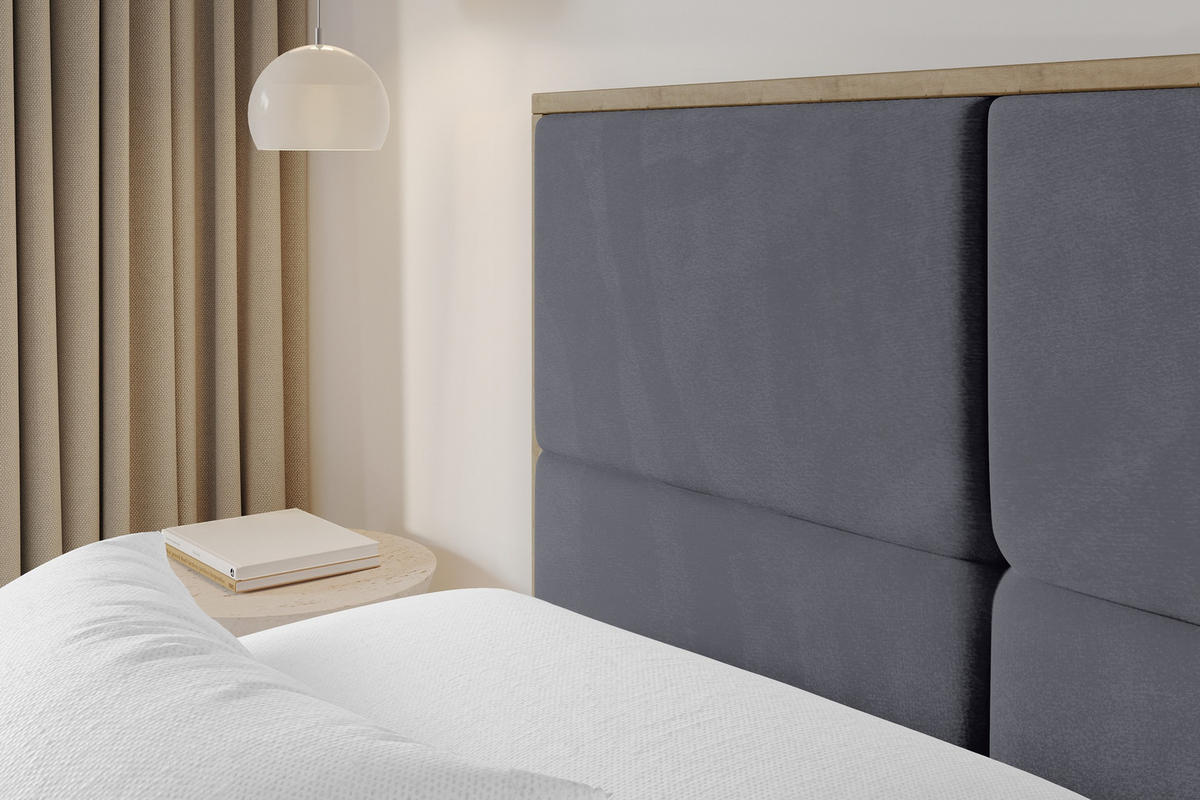 POLSTERBETT mit Bettkasten und Lattenrost, Bett mit Matratze H3/H4 - LILA 140x200 Dunkelgrau - Dunkelgrau, Holzwerkstoff/Textil (140/200cm) - ALTDECOR