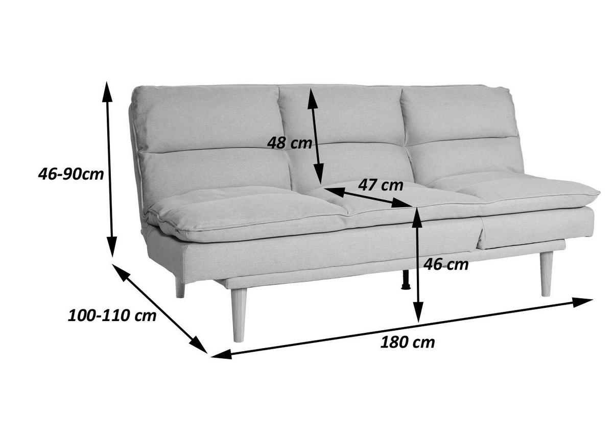 SCHLAFSOFA Grau - Dunkelgrau/Grau, Textil (180/90/110cm) - MCW