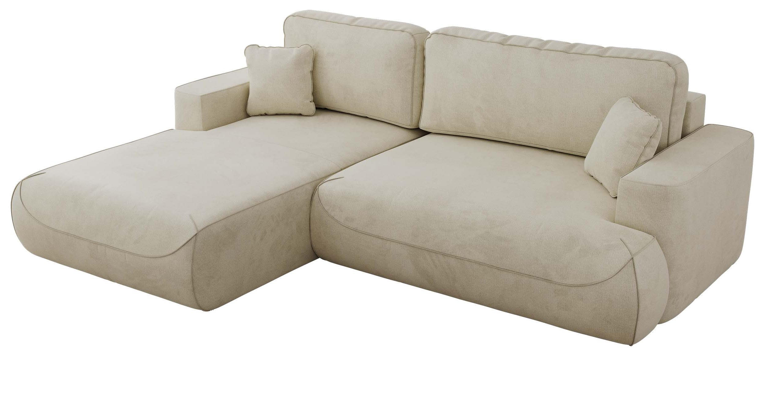 ECKSOFA OVO L Beige Velvet - Links Seite - Beige/Schwarz, Kunststoff/Textil (271/195cm) - MKS
