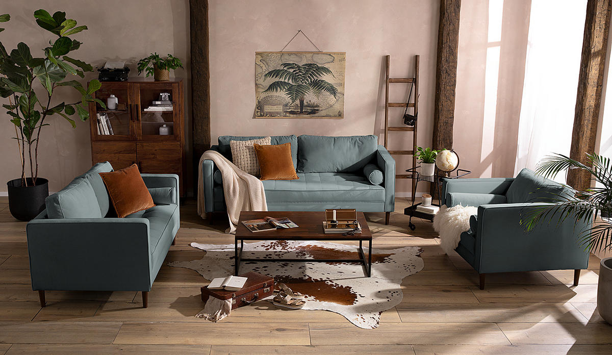 2-SITZER SOFA - Samt - Anthrazit, Textil (150/80/86cm) - home24