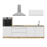 KÜCHENZEILE R-Line, Weiß/Goldkraft Eiche, 280 cm Arbeitsplatte Platin - Eichefarben/Weiß, Holzwerkstoff (280/143/60cm) - Vicco