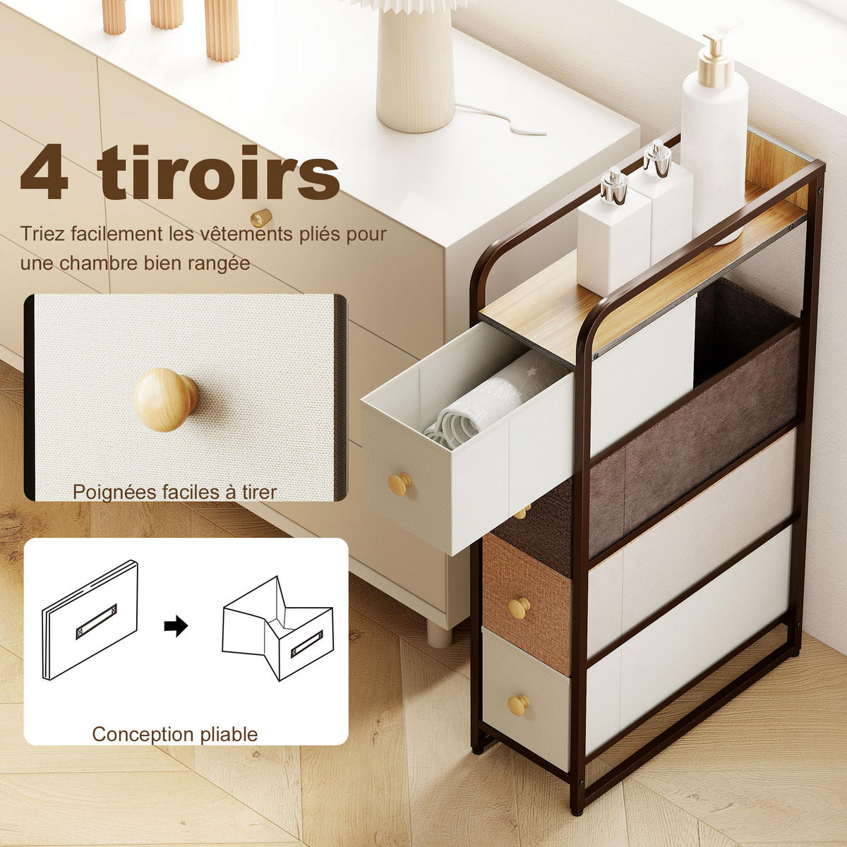 KOMMODE Mehrfarbig 20/47/84,5 cm mit 4 Schubladen - Multicolor, Metall (20/84.5/47cm) - PANGIVO