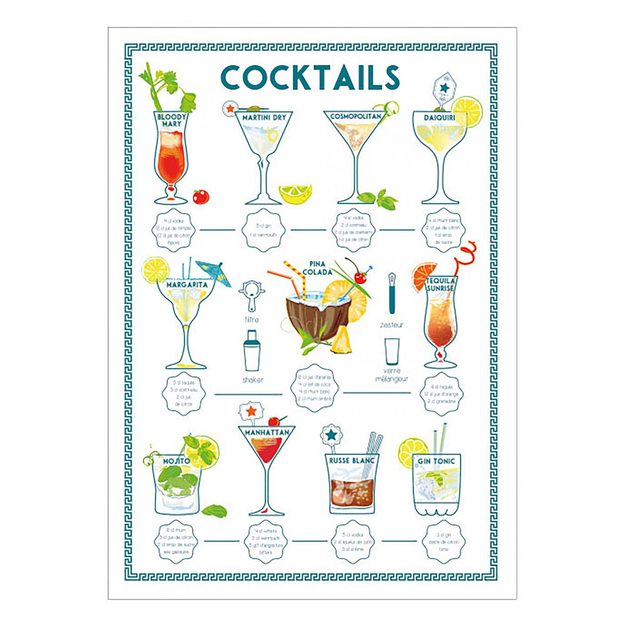 GESCHIRRTUCH Cocktails passend 50 x 70 cm - Multicolor, Textil (50/75cm) - Winkler