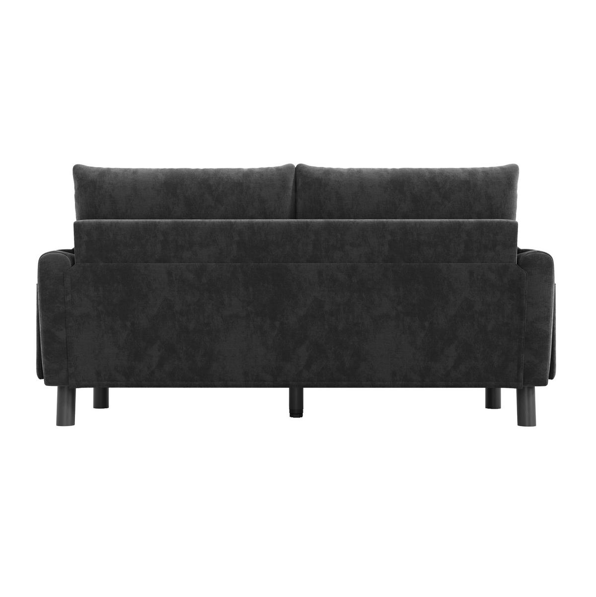 2-SITZER Sofa Chenille mit Seitentaschen und 2 Kissen 158/80/88,5 cm Grau - Grau, Textil (80/88.5/158cm) - Redom