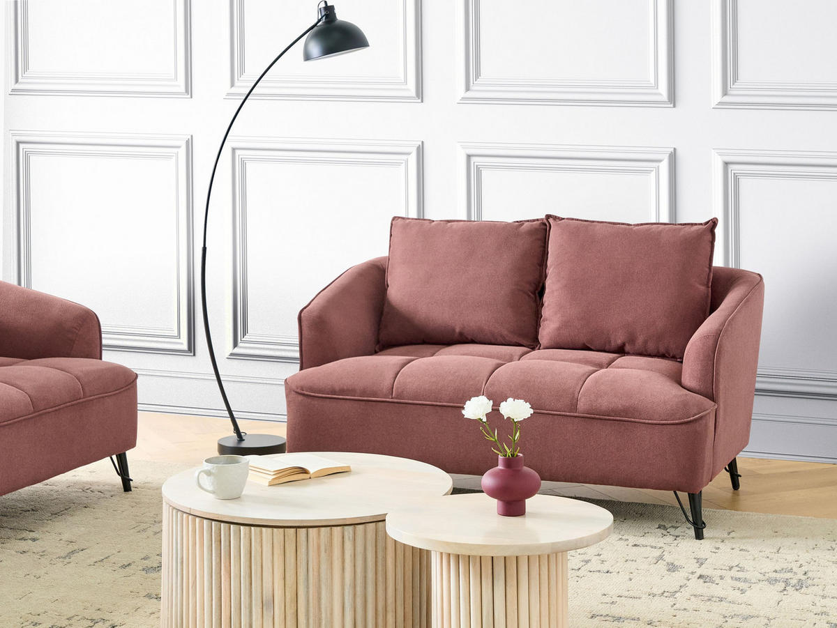 POHOVKA 2-místná Látka Burgundsky červená Hobro - tmavě červená, textil (147/87/85cm) - Beliani