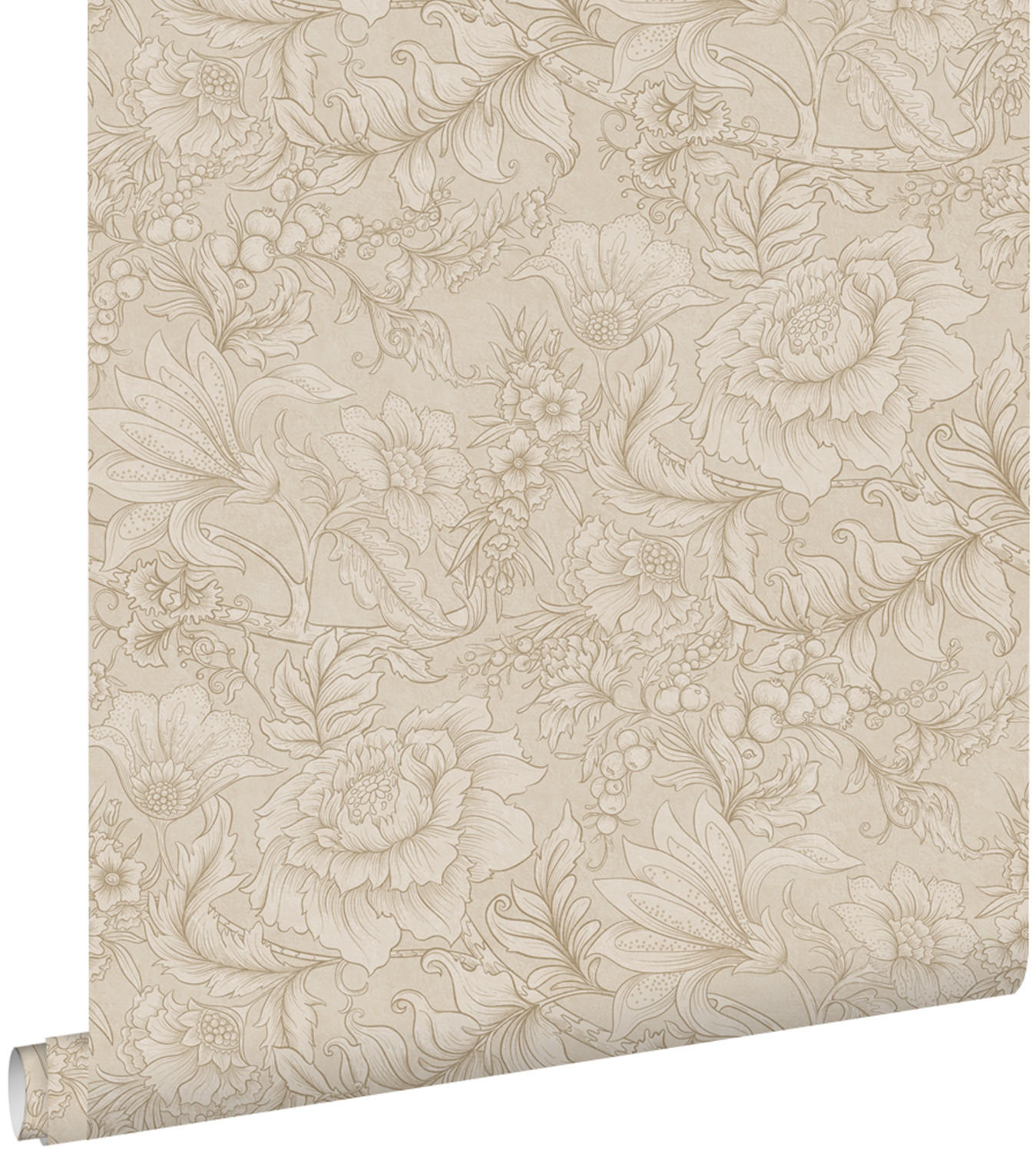 TAPETE Blumenmuster 53 cm x 10.05 m - Beige, Papier (53/1000cm) - ESTAhome