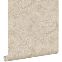 TAPETE Blumenmuster 53 cm x 10.05 m - Beige, Papier (53/1000cm) - ESTAhome