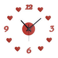 DIY-WANDUHR - Rot, Kunststoff/Metall (100/100/3.5cm) - Relaxdays