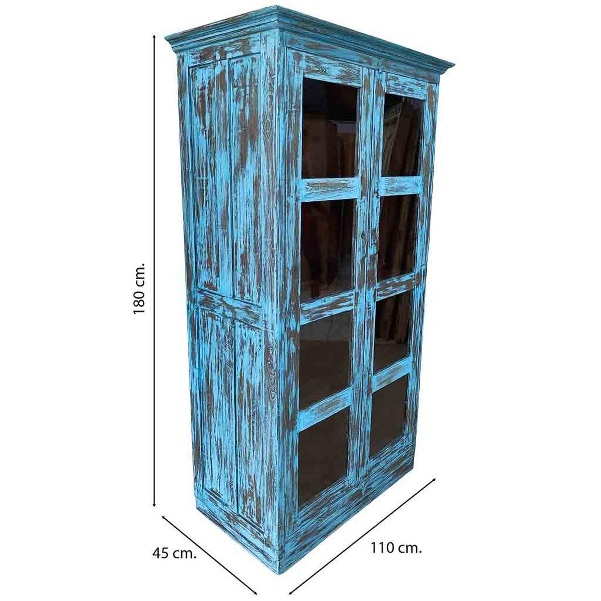 VITRINE aus Holz, 110x40x45cm - Blau, Holz (110/180/45cm) - Wanderlust
