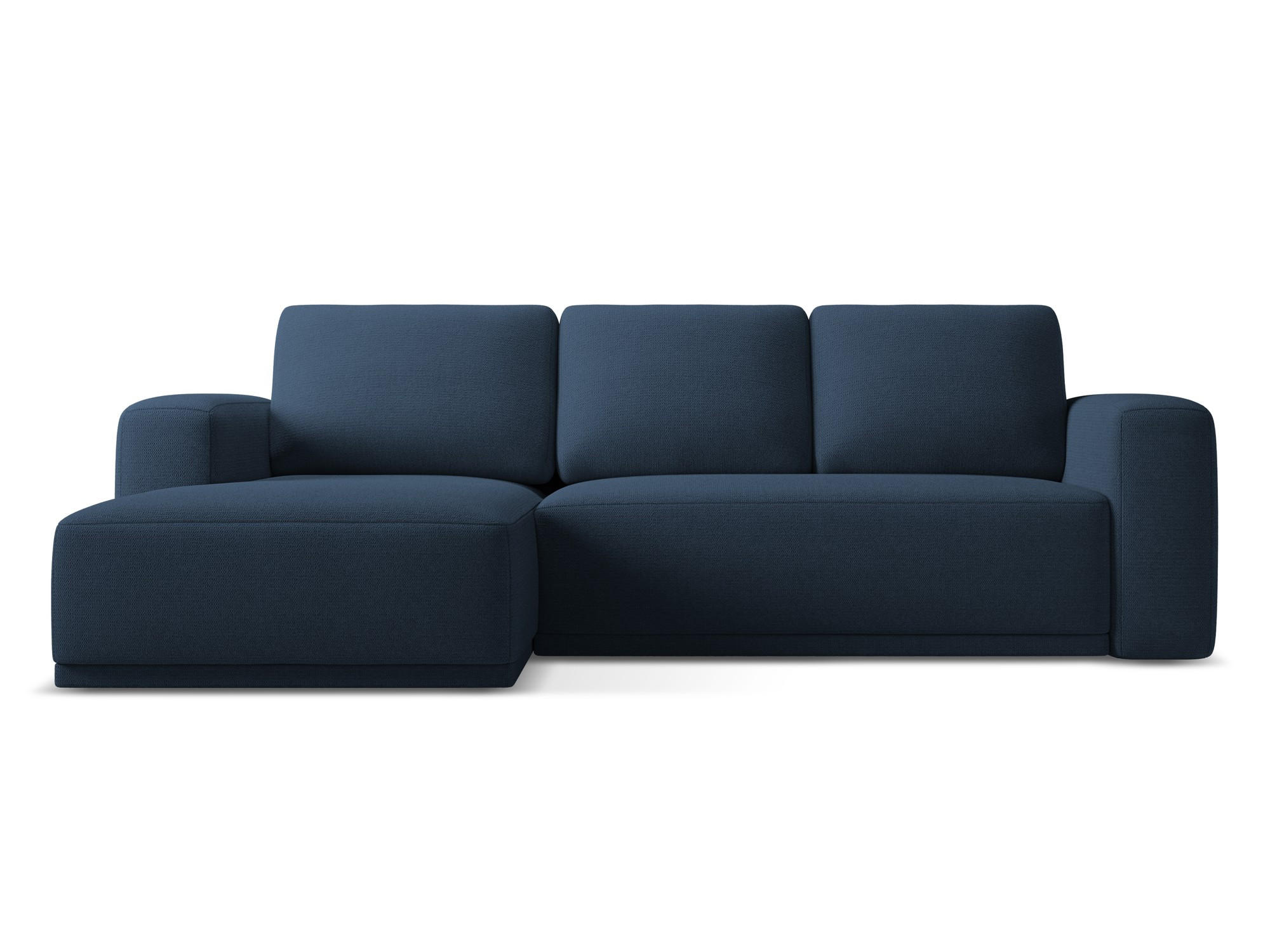 ECKSOFA mit Schlaffunktion Chenille Stoff Blau - Blau/Schwarz, Kunststoff/Textil (160/258cm) - Makamii