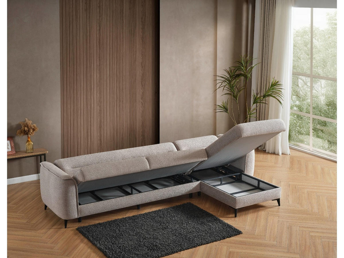 ECKSCHLAFSOFA Acapulco uzun Relax - Langer Schenkel Links - Greige, Holzwerkstoff/Kunststoff (310/180cm)