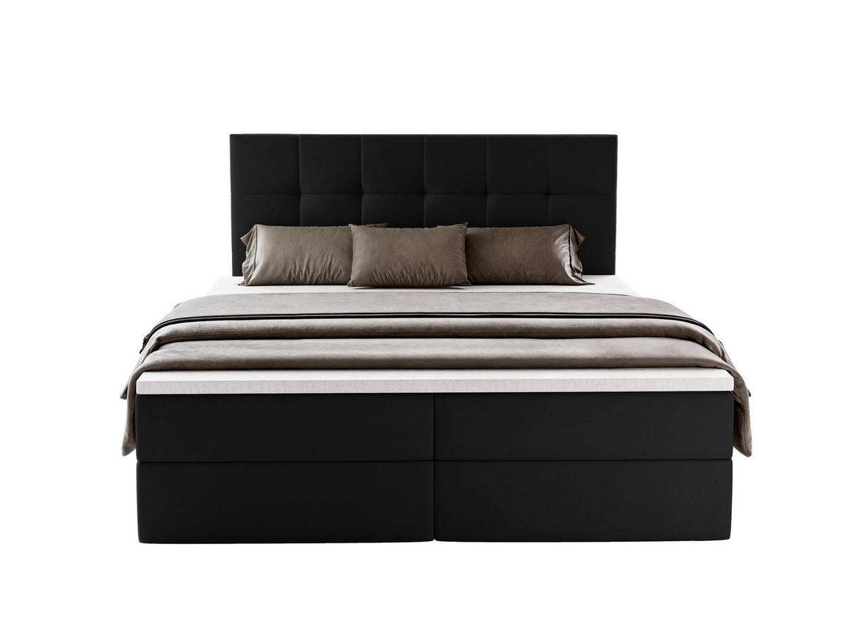 BOXBETT Auren mit Topper Schwarz 200x200 - Schwarz, Textil (200/200cm) - Luxkor24