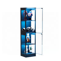 VITRINE 35/40/165 cm mit LED-Beleuchtung, Bewegungssensor, Stauraum und ABS-Rahmen, Akazienfarben - Naturfarben, Kunststoff (40/165/35cm) - Redom