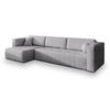 ECKSOFA OLVERA Hellgrau Geflochtener Stoff mit Schlaffunktion - Hellgrau, Holz (347/148cm) - MASSENO