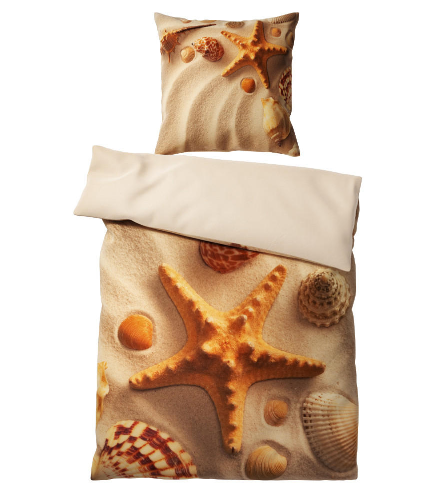 BETTWÄSCHE 2-teilig Sanibel - Beige, Naturmaterialien (135/200cm) - Sanilo