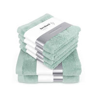 6ER Set Pura Mint 2x Duschtuch + 4x Handtuch - Mintgrün, Textil (50/100cm) - Herzbach Home