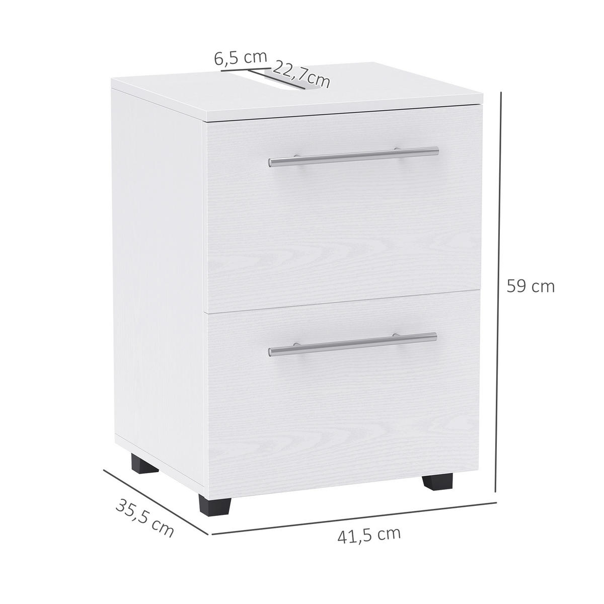 WASCHBECKENUNTERSCHRANK Unterschrank mit Schrankfach, Schublade Weiß - Weiß, Holzwerkstoff (35.5/59/41.5cm) - HOMCOM