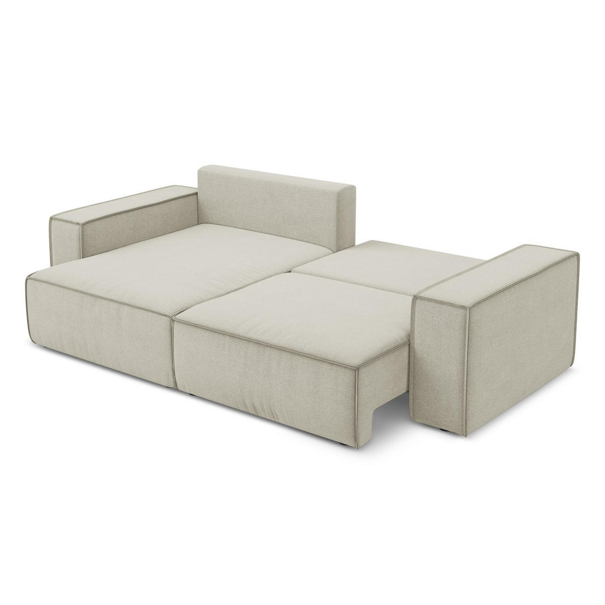 ECKSOFA mit Schlaffunktion Strukturstoff Stoff Beige - Beige/Creme, Kunststoff/Textil (148/257cm) - LaMiaSofa
