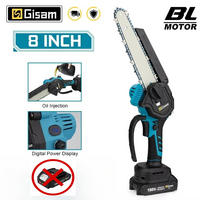 KETTENSÄGE 8 Zoll Bürstenlos Blau für Garten Holzbearbeitung Ohne Akku ohne Stecker - Blau, Metall (15/7/40cm) - Coonoor