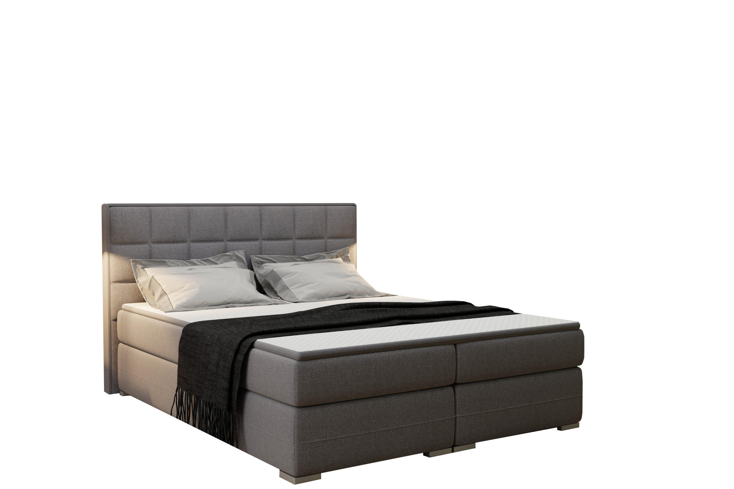 BOXBETT DAMALO, Stoff Sawana 180x200 cm Grau - Grau, Holz (200/200cm) - Kaiser Möbel
