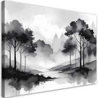 LEINWANDBILDER, Landschaft Landschaft schwarz und weiß - Schwarz, Textil (45/30cm) - Feeby