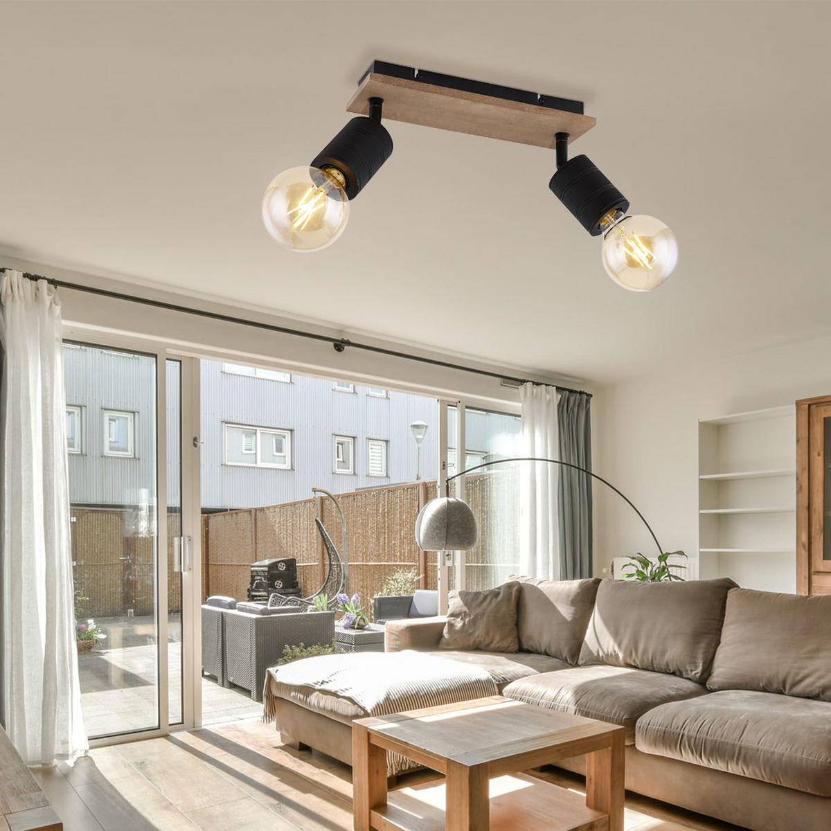 LED DECKENLEUCHTE JOSELLA Holz Braun - Braun, Holz (31/10/18cm) - Globo Lighting