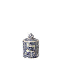 DEKORATIVER TOPF MUSTER - Blau, Keramik (12/18/12cm) - J-Line
