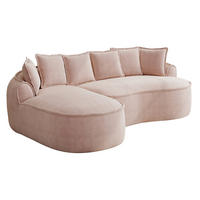ECKSOFA chenille mit extra tiefer chaiselongue & rahmenlosem design - Pink, Textil (252/164cm) - Urban Meuble
