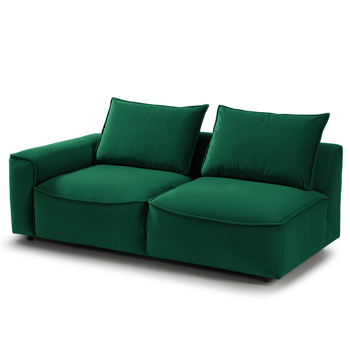 2,5-SITZER SOFA - modular - Dunkelgrün/Schwarz, Kunststoff/Textil (184/82/99cm) - home24