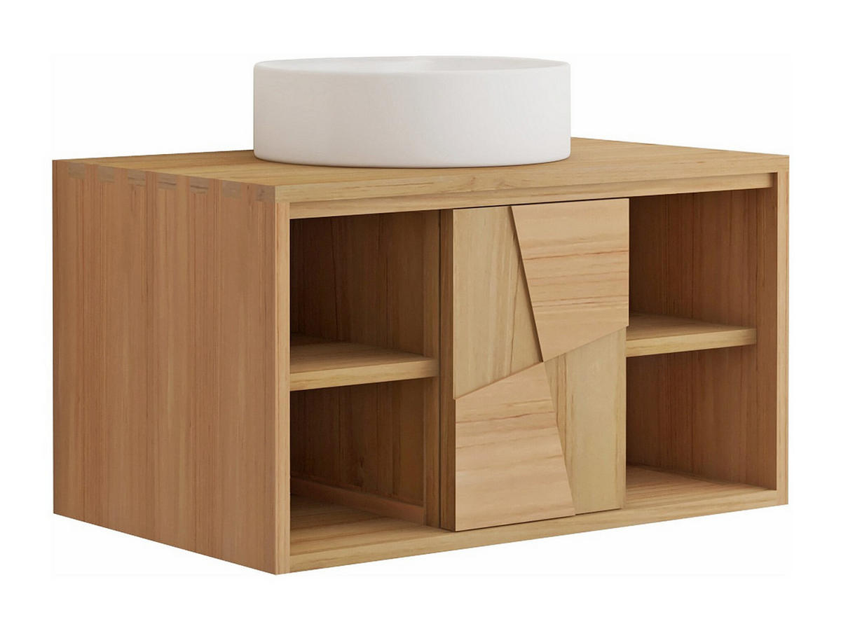 EINZELWASCHTISCH - 80 cm x 50 cm - Holz, Platte - Naturfarben Hell - SUMBAWA - Naturfarben, Holz (80/45/50cm) - Vente-Unique