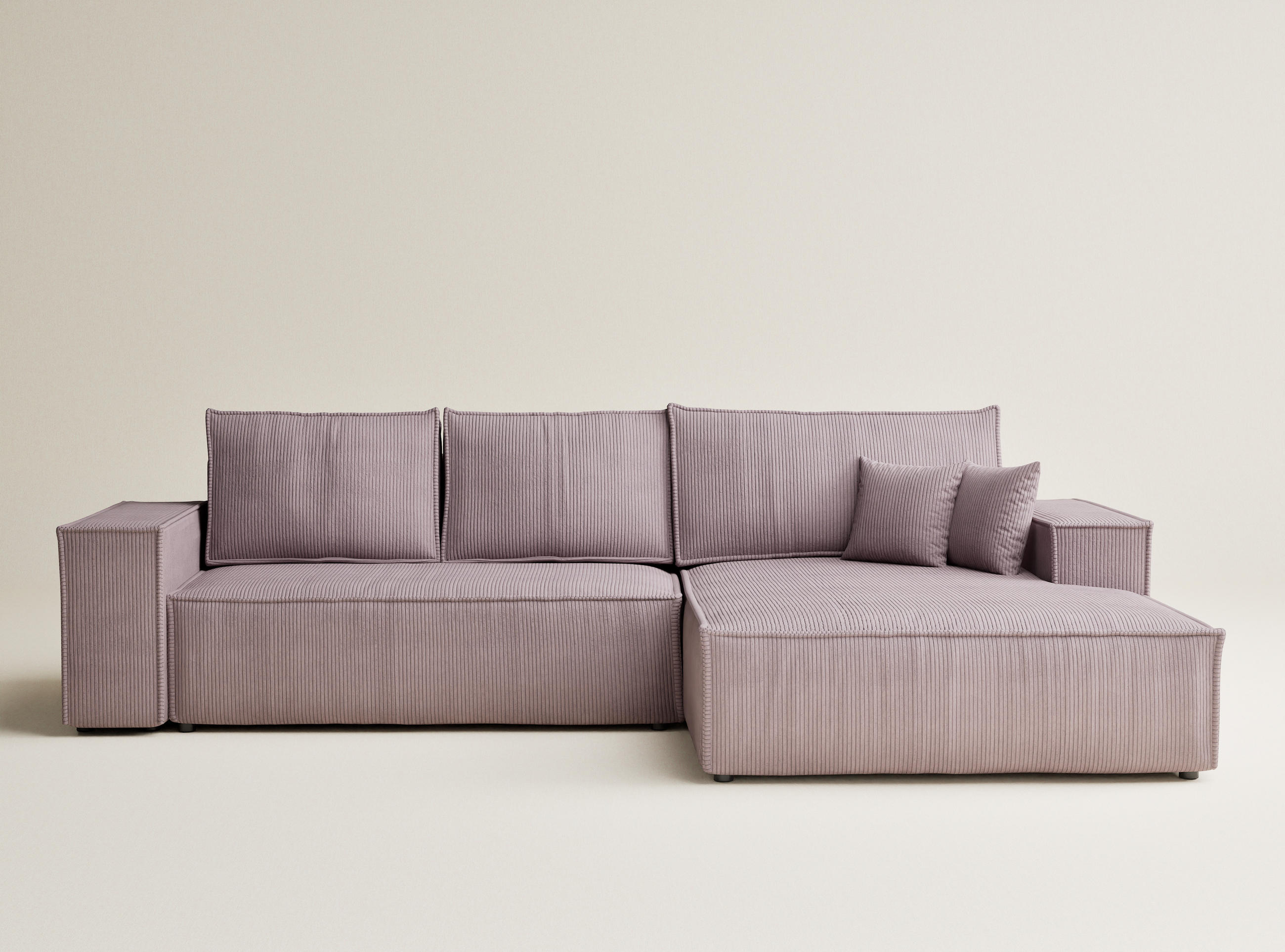 ECKSOFA MIT SCHLAFFUNKTION Maze Lila Samtstoff - Lila/Schwarz, Holz/Holzwerkstoff (294/185cm) - Maison de Reve