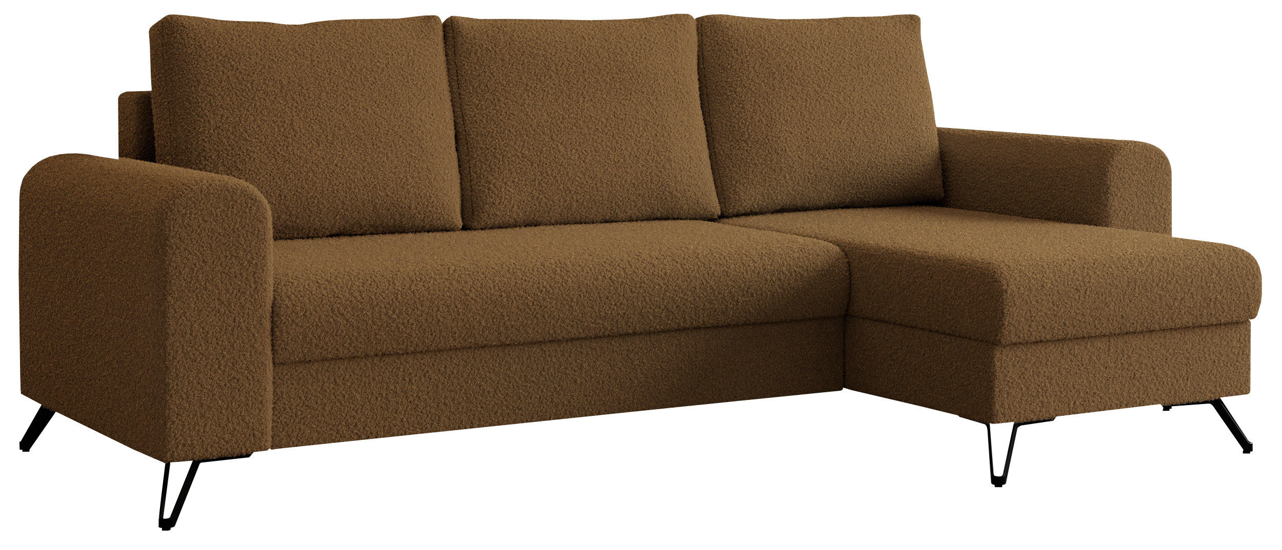 ECKSOFA Hugo Boucle Braun - Schwarz/Braun, Textil/Metall (242/140cm) - MKS