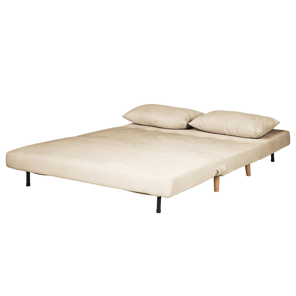 SCHLAFSOFA - Beige/Buchefarben, Buchenholz/Textil (141/81/90cm) - home24