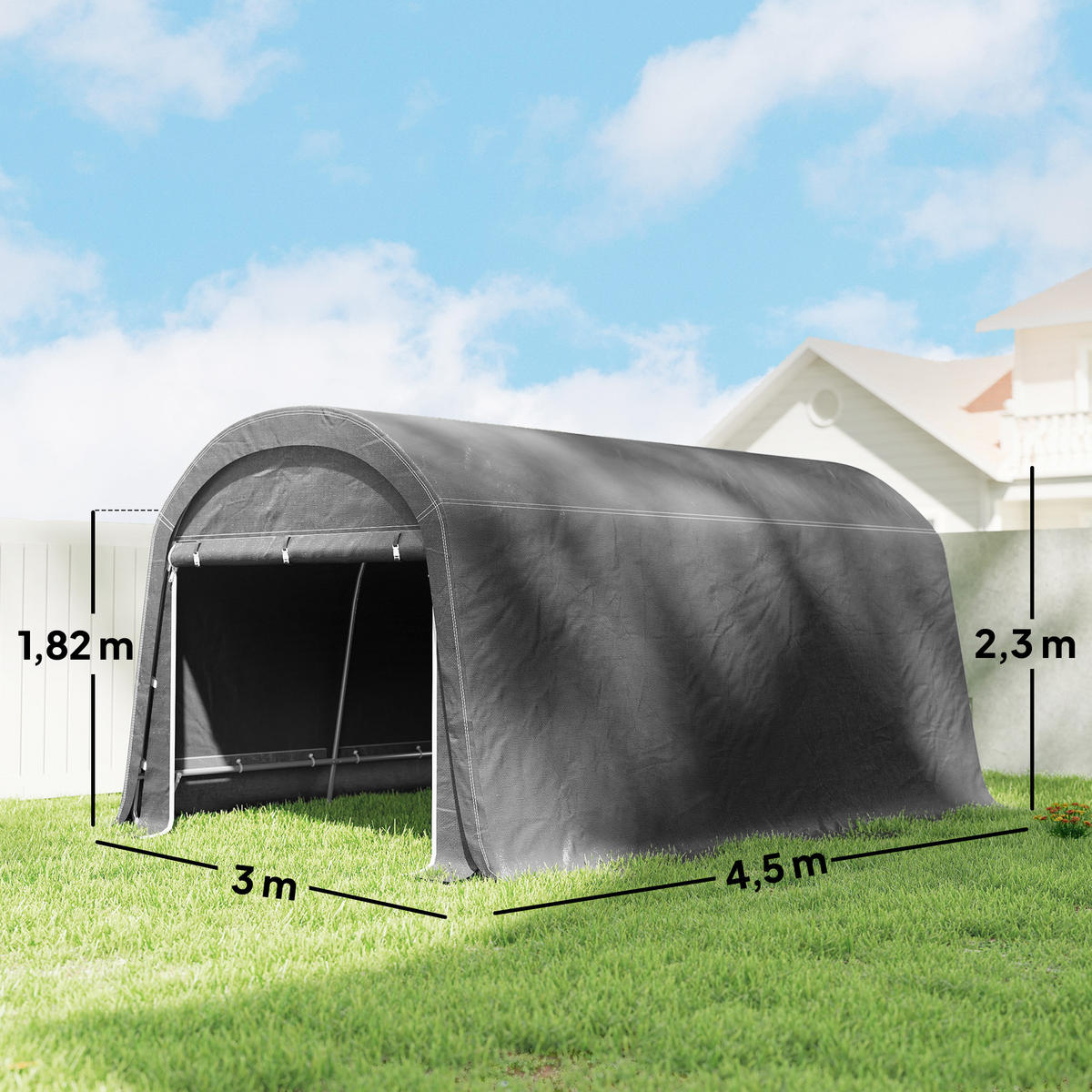 ÚLOŽNÝ STAN pro kola - tmavě šedá, kov (300/230/450cm) - Outsunny