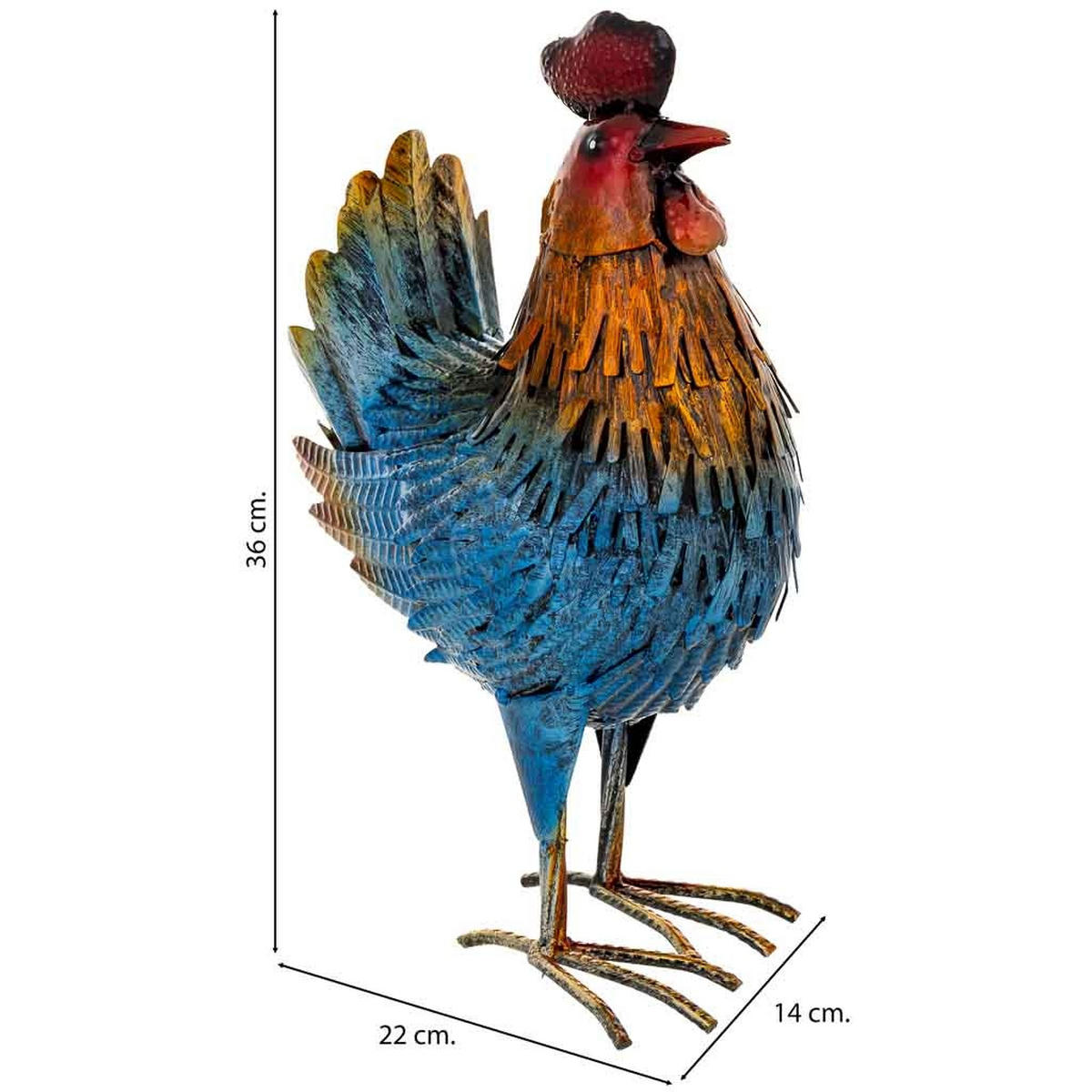 HAHNFIGUR aus metall 22x14x36cm - Blau, Metall (22/36/14cm) - Wanderlust