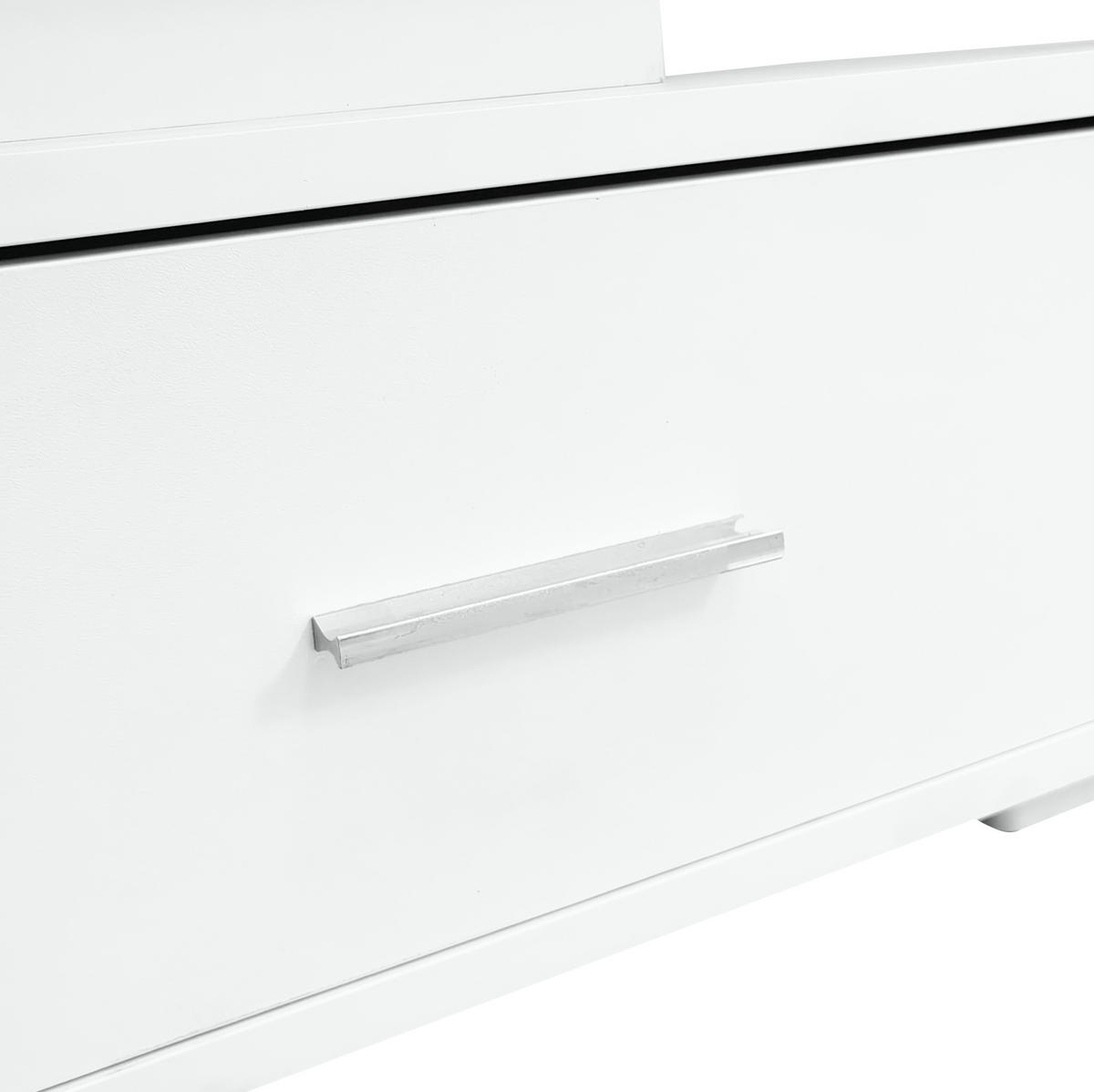 KONFERENČNÍ stolek 100/50/44 cm bílý z dřevotřísky s LED osvětlením a výškově nastavitelnou deskou - bílá, kompozitní dřevo (100/50/44cm) - OKWISH