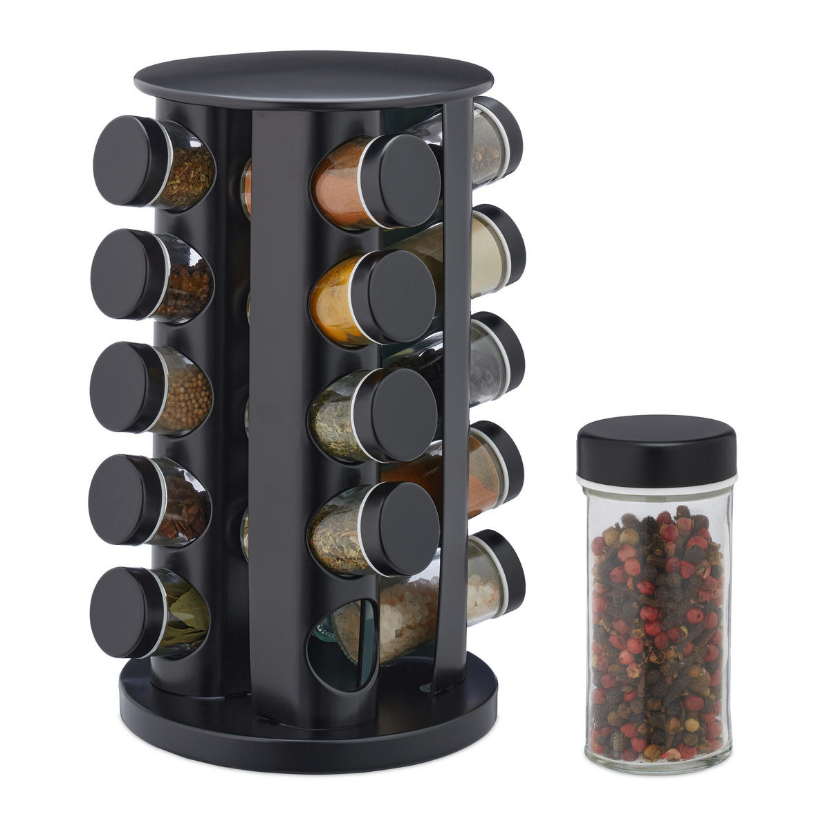 21-DIELNY stojan na korenie - viacfarebná, kov/sklo (19/33.5/19cm) - Relaxdays