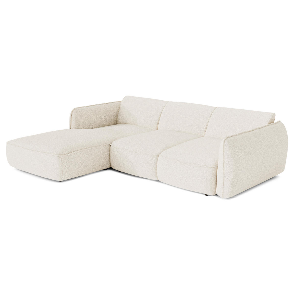 ECKSCHLAFSOFA Bouclé-Stoff 274cm - Creme, Textil (274/174cm) - Sia Home