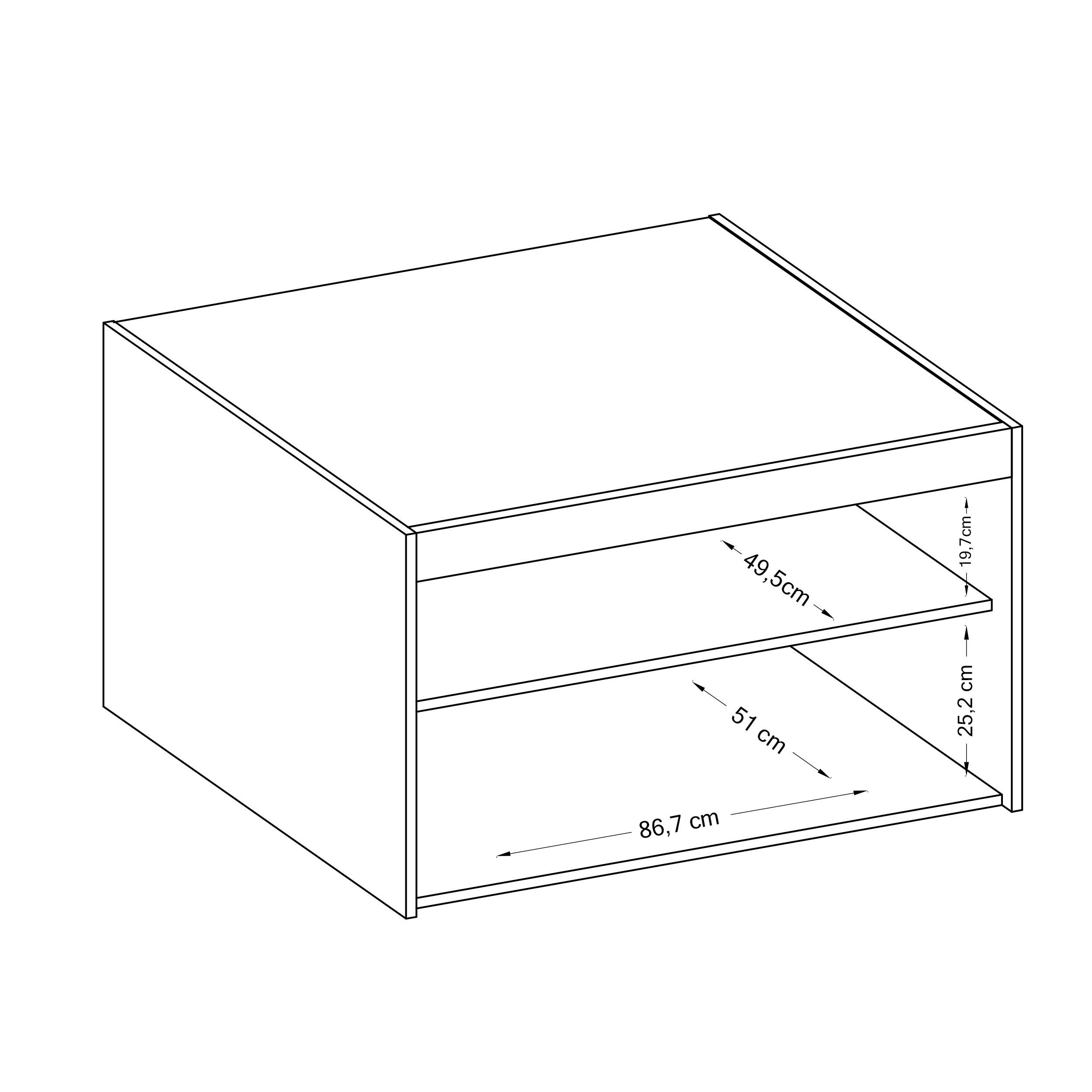 AUFSATZSCHRANK Storicos Weiß 89,7/55/53 cm - 2T Modern - Weiß, Holzwerkstoff/Kunststoff (89.7/55/53cm) - AX Living
