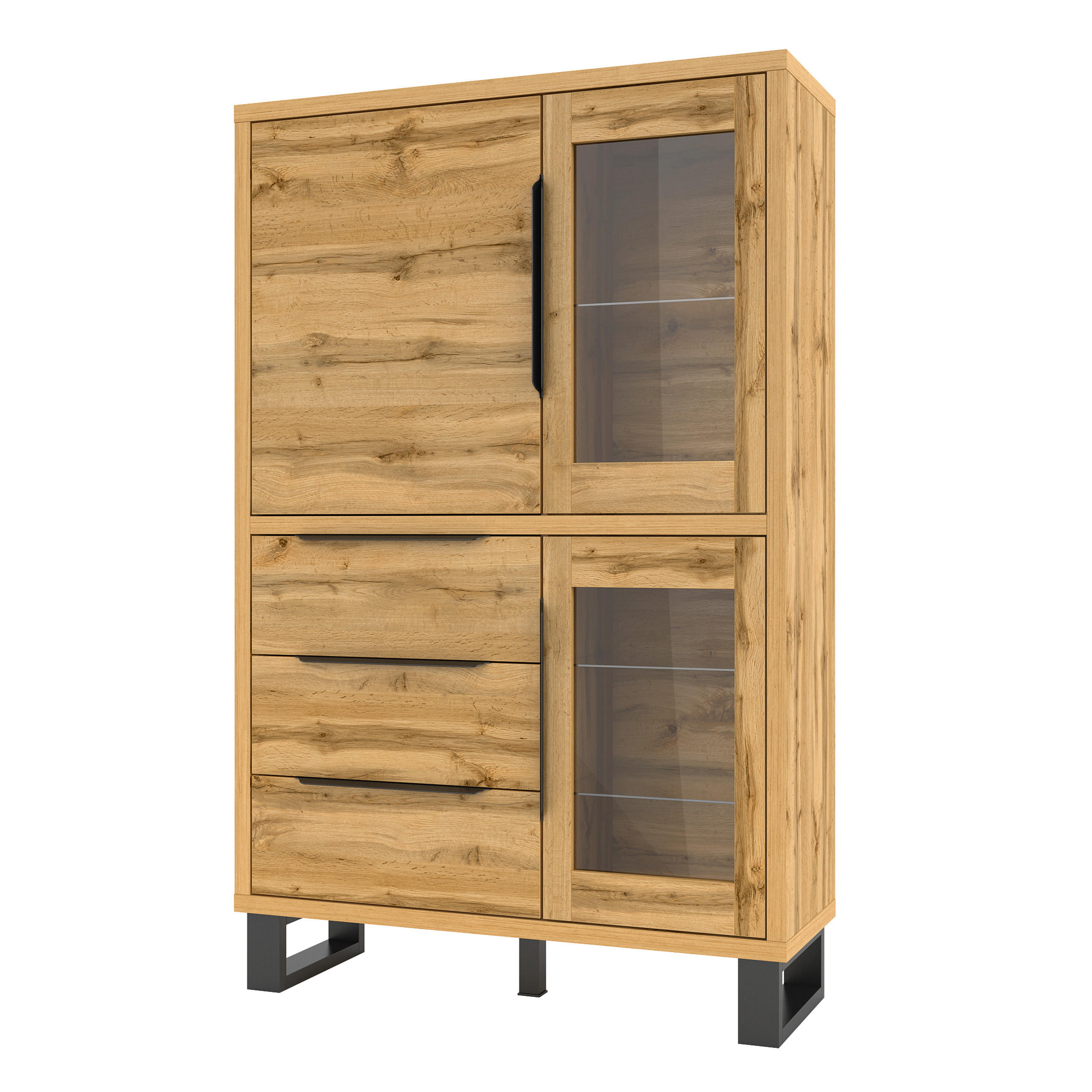 VITRINE in Eiche Wotan, Eiche - Eiche Wotan, Holzwerkstoff (120/190/45cm) - MASSENO