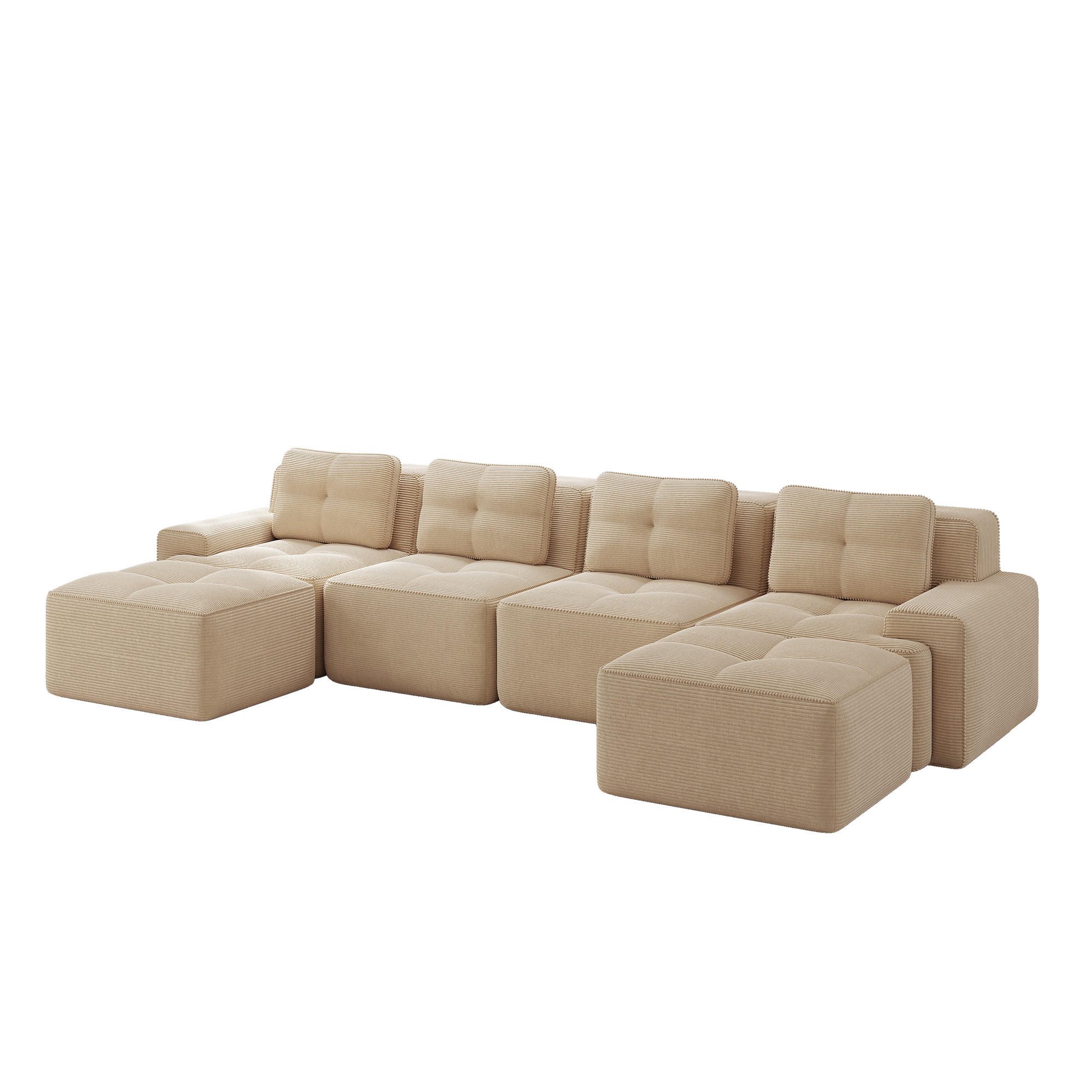 WOHNLANDSCHAFT Cord Beige rutschfest - Beige, Textil (382/69/177cm) - WISHDOR