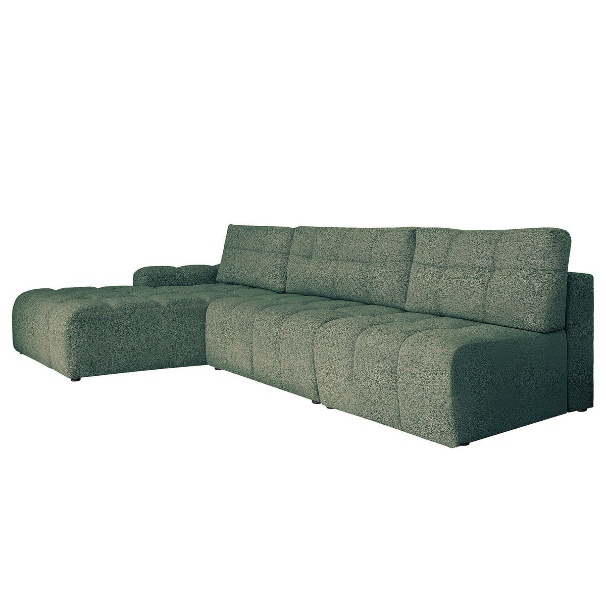 ECKSOFA mit Schlaffunktion - Strukturstoff - Türkis/Beige, Kunststoff/Textil (338/184cm) - home24