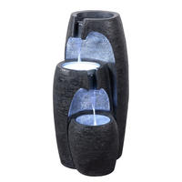GARTENBRUNNEN 3-stufig schwarz - Schwarz, Kunststoff (35/36/71cm) - Teamson Home