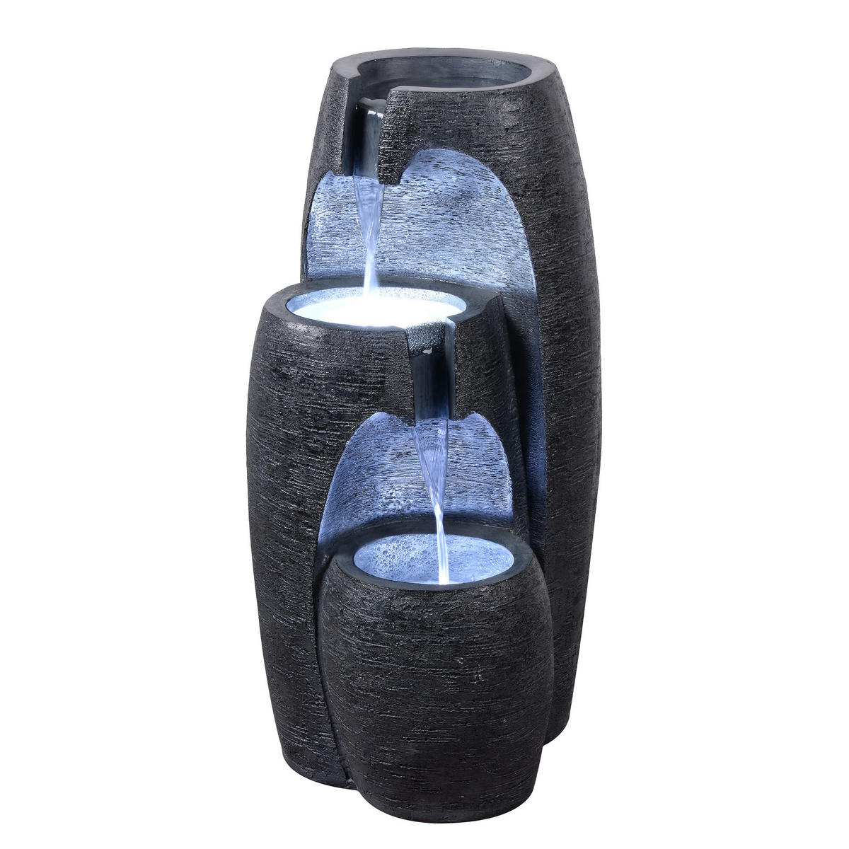 GARTENBRUNNEN 3-stufig schwarz - Schwarz, Kunststoff (35/36/71cm) - Teamson Home