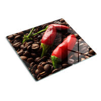 GLASPLATTE 60x52 cm Chilischoten und Kaffee - Rot, Glas (60/0.4/52cm) - TULUP