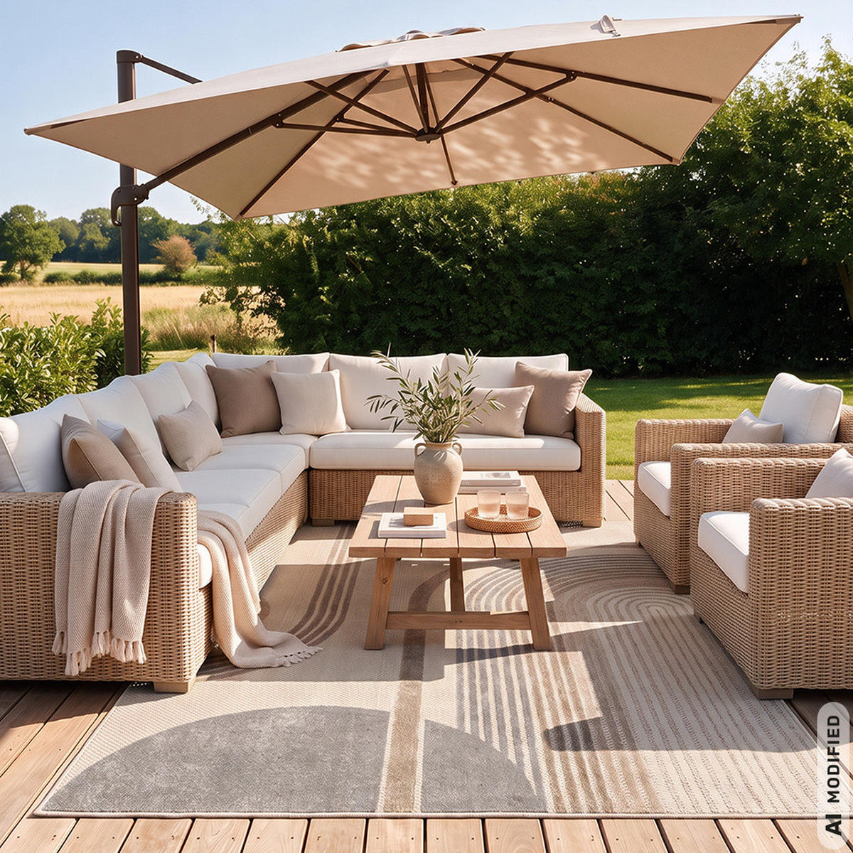 TEPPICH In-& Outdoor Fano Mattina Mazovia 120x170cm Braun Creme Geometrisch Kurzflor - Creme, Textil (120/170cm) - Mazovia