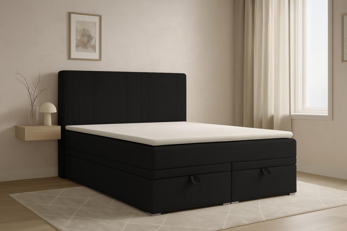 BOXBETT DAGA 140/200 in Schwarz - Schwarz, Holz/Holzwerkstoff (140/200cm) - Deine Möbel 24