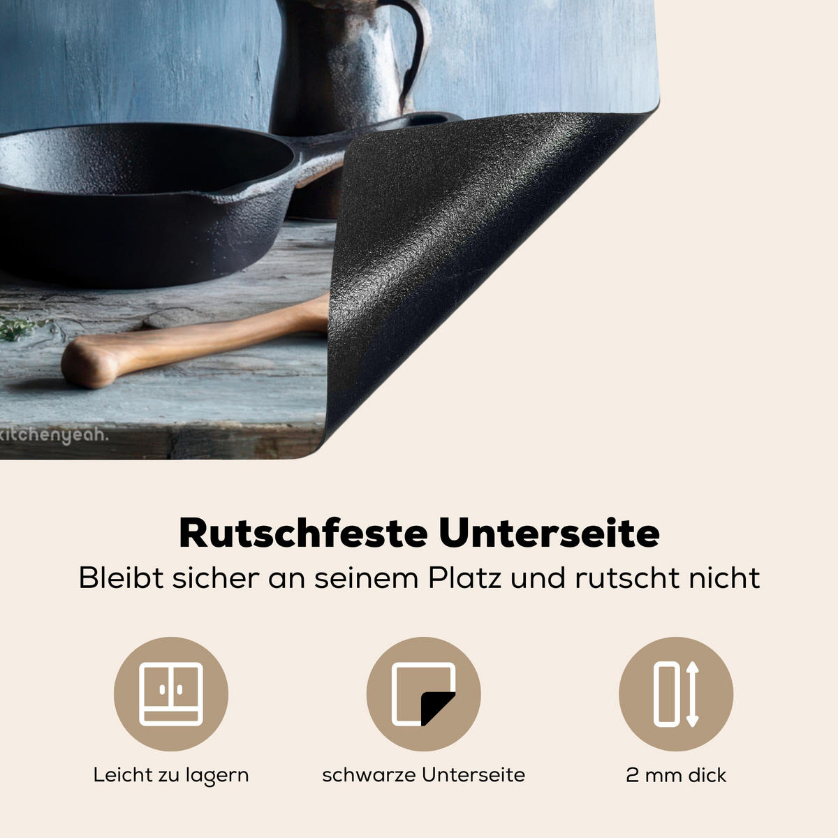 HERDABDECKPLATTE Stilleben - Kräuter - Rustikal Herdabdeckung Induktionsfeld 60x52 cm - Blaugrau, Kunststoff (60/52/0.2cm) - MuchoWow